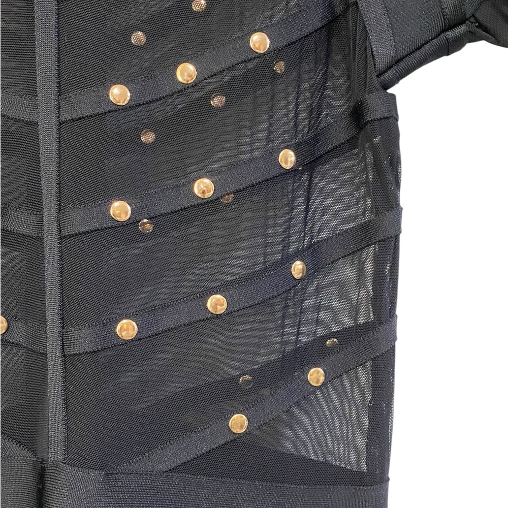 NWT Jainmy Martinez Gracie Studded Long Sleeve Mesh Bandage Dress - Picture 6 of 9